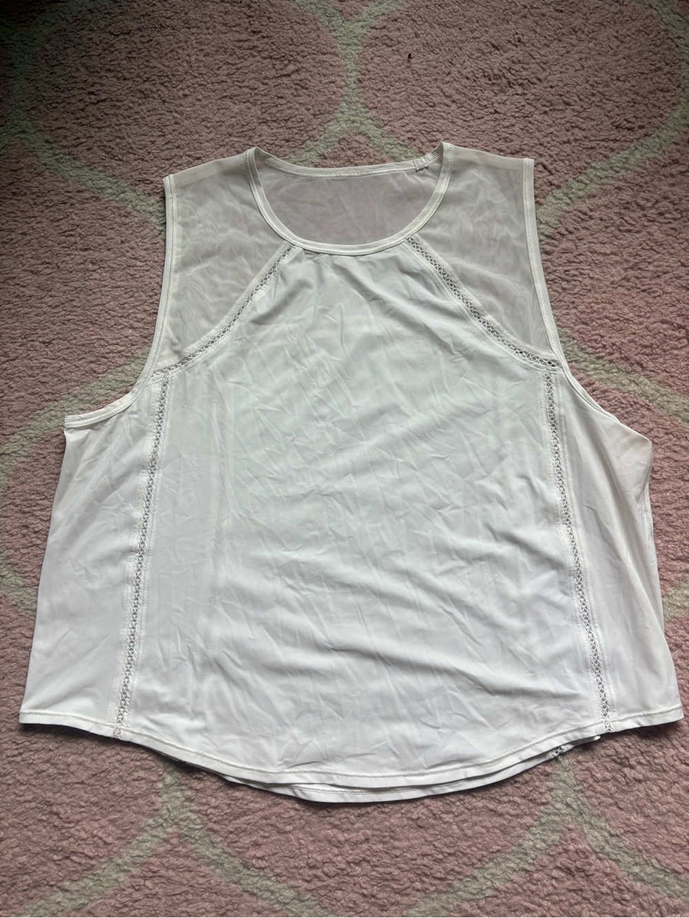 lululemon athletica White Mesh Yoke Tank Top